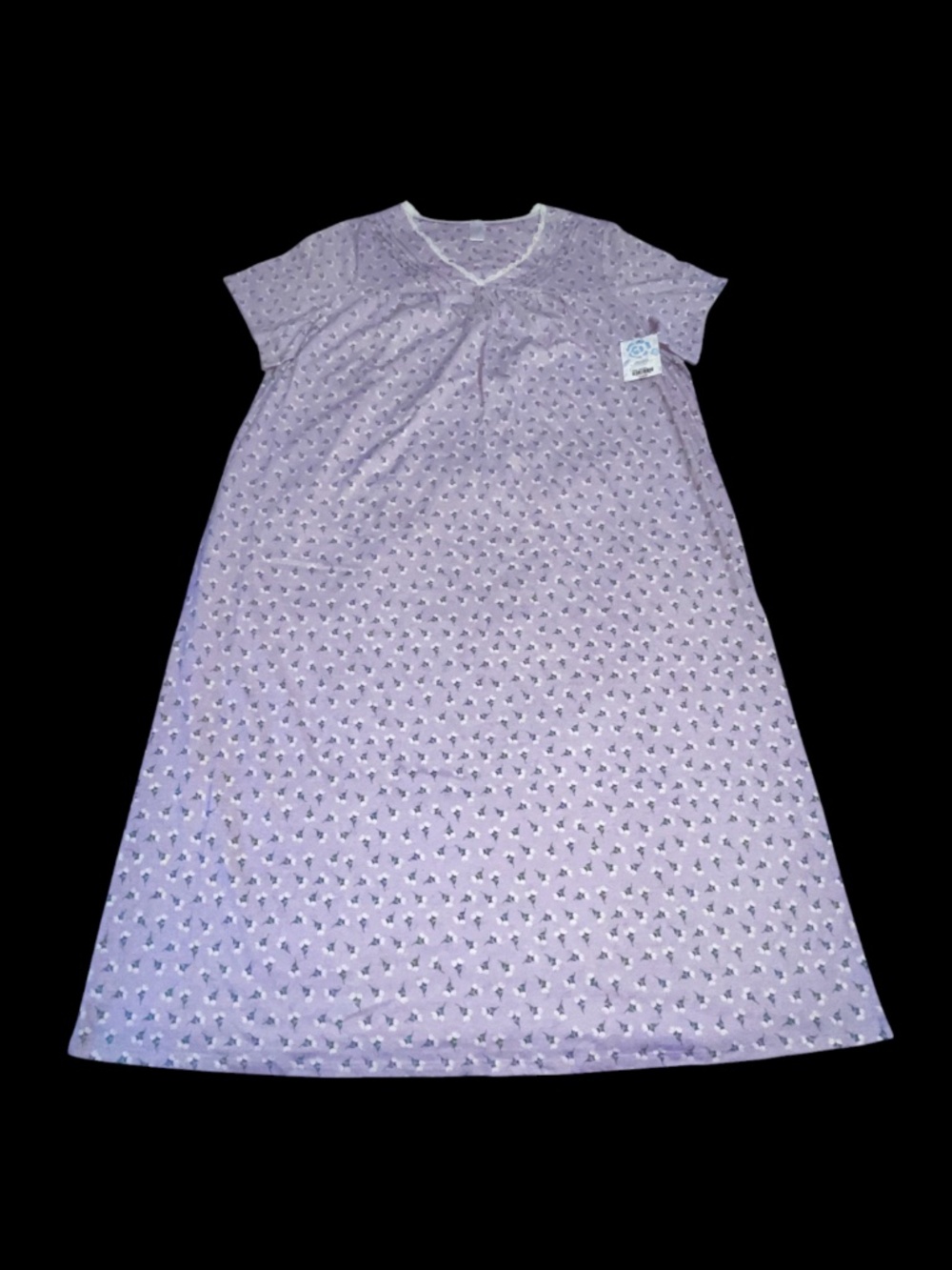 Adonna XL Womans Sleepwear Long Nightgown Purple Floral Short Sleeve Sleep Dress